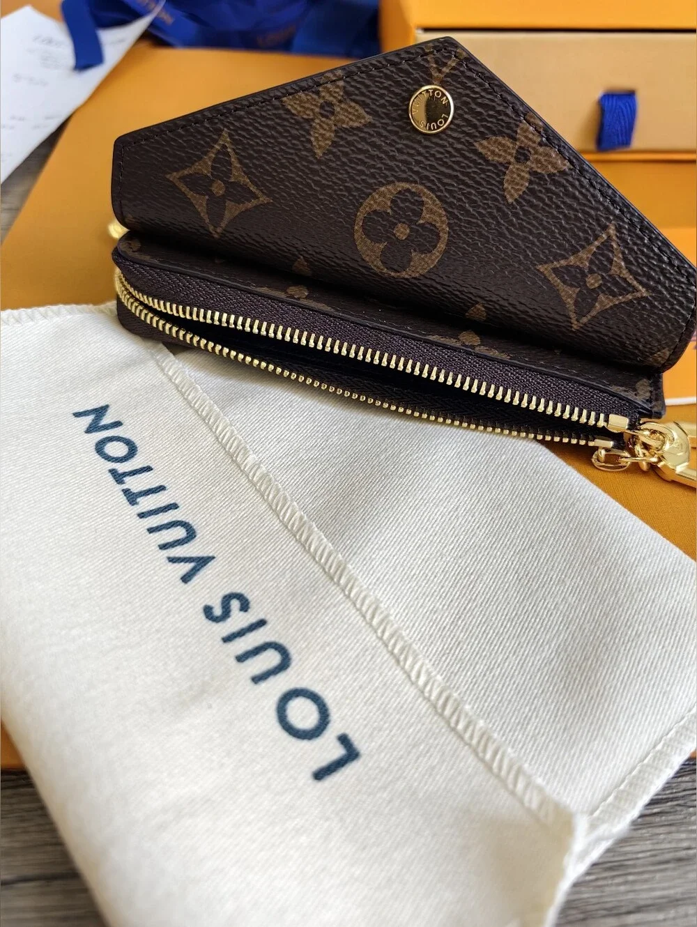 Louis Vuitton Monogram Key Pouch Wallet in Dark Brown with Gold Hardware